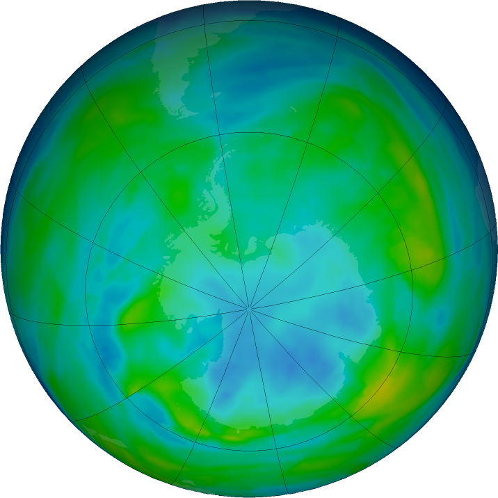 Antarctic ozone map for 19 May 2024